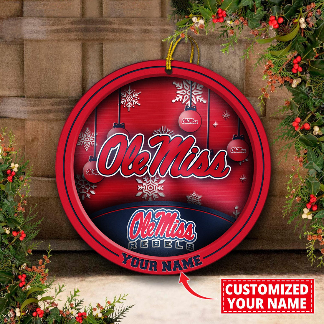 Ole Miss Rebels Circle Aluminium Custom Ornament 2 Side Trending New Arrivals H52912 ETUG311023