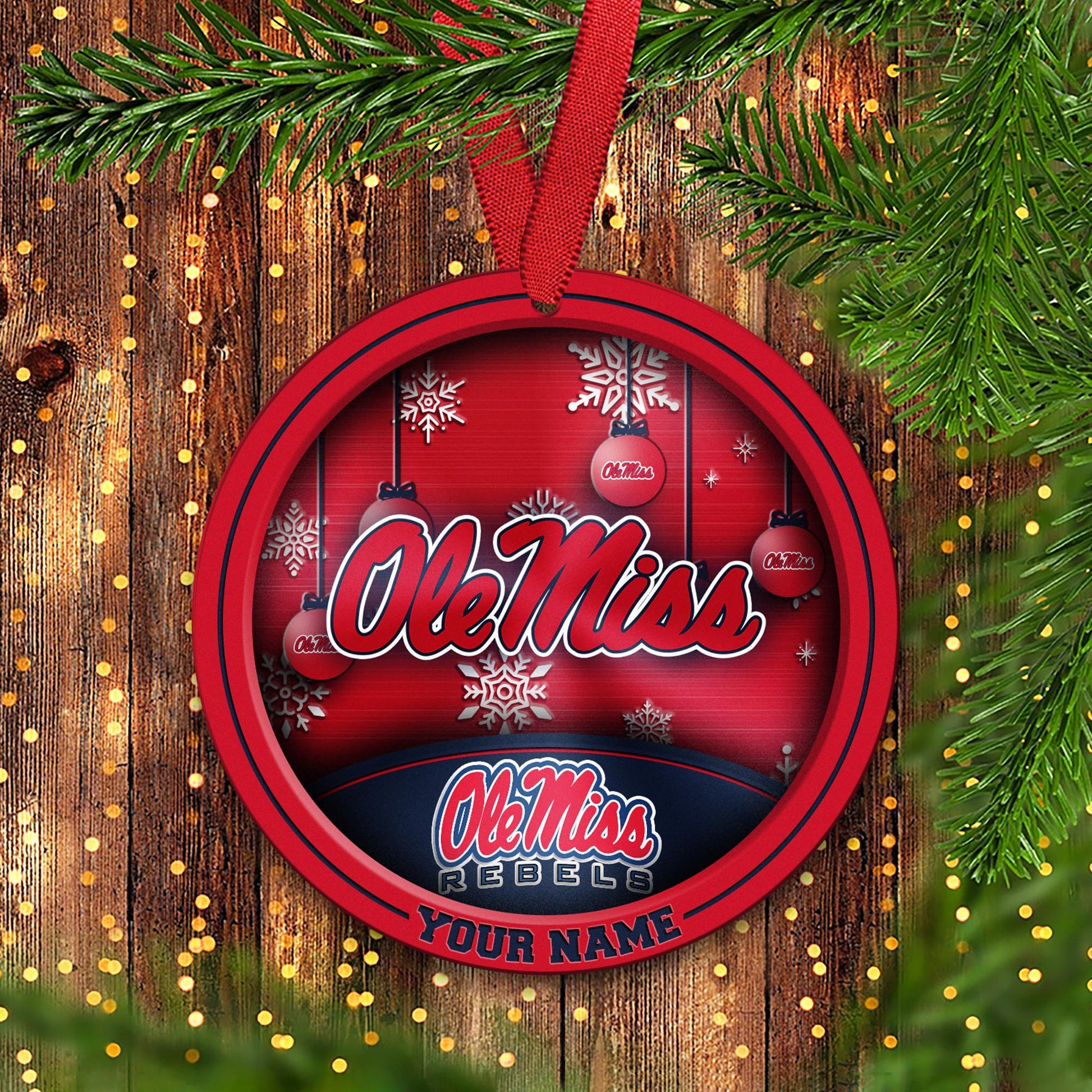 Ole Miss Rebels Circle Aluminium Custom Ornament 2 Side Trending New Arrivals H52912 ETUG311023