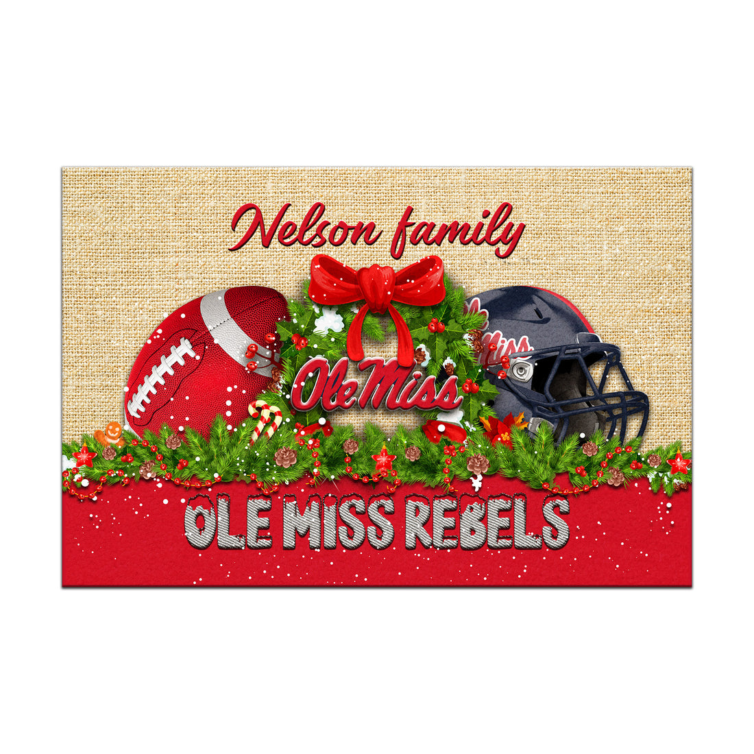 Ole Miss Rebels Doormat Personalized Your Name, Sport Team Doormat, Christmas Gifts For Football Fan, Home Decor ETHY-52726