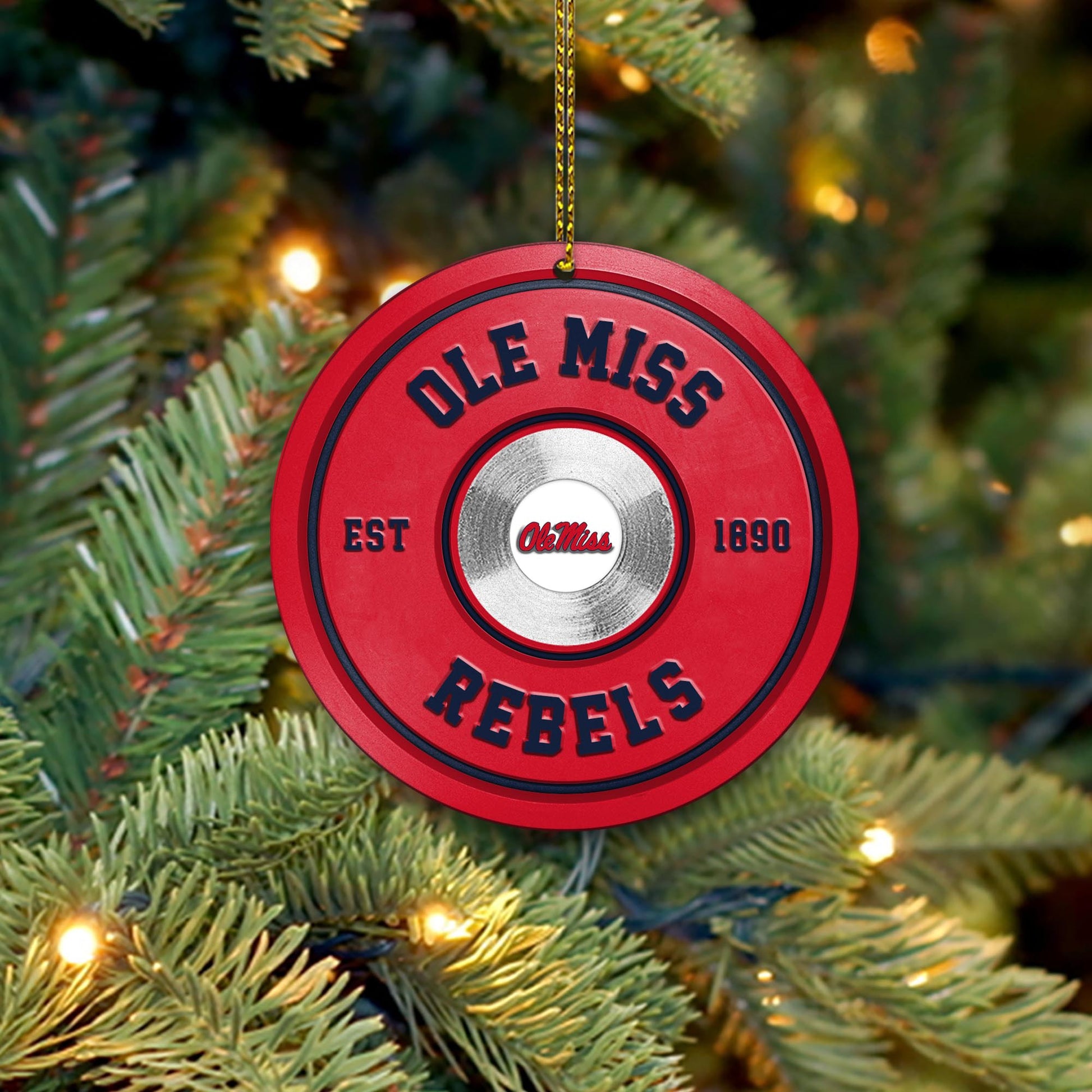 Ole Miss Rebels Fitness Circle Aluminium Ornament 2 Side Trending New Arrivals H52883 ETUG311023