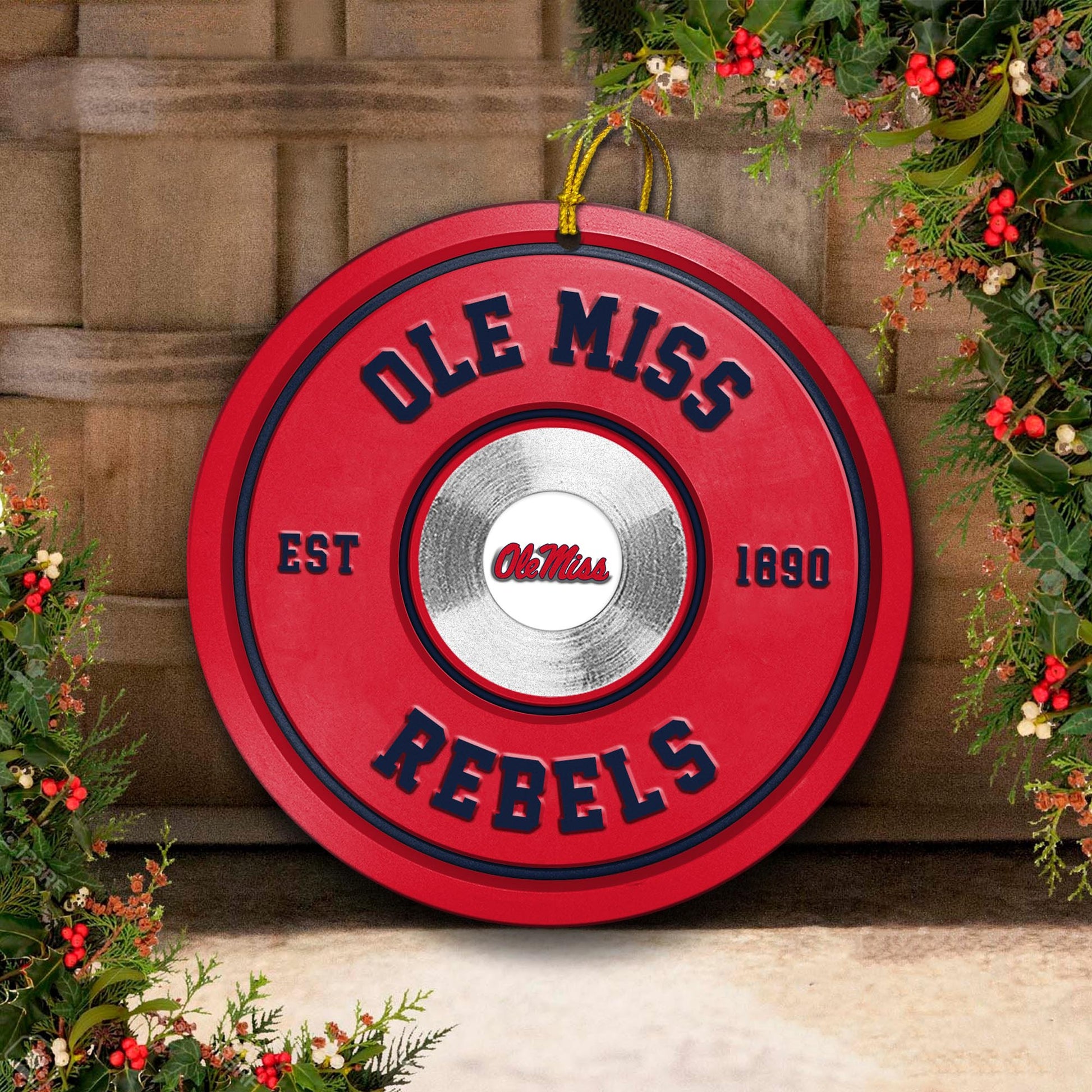 Ole Miss Rebels Fitness Circle Aluminium Ornament 2 Side Trending New Arrivals H52883 ETUG311023