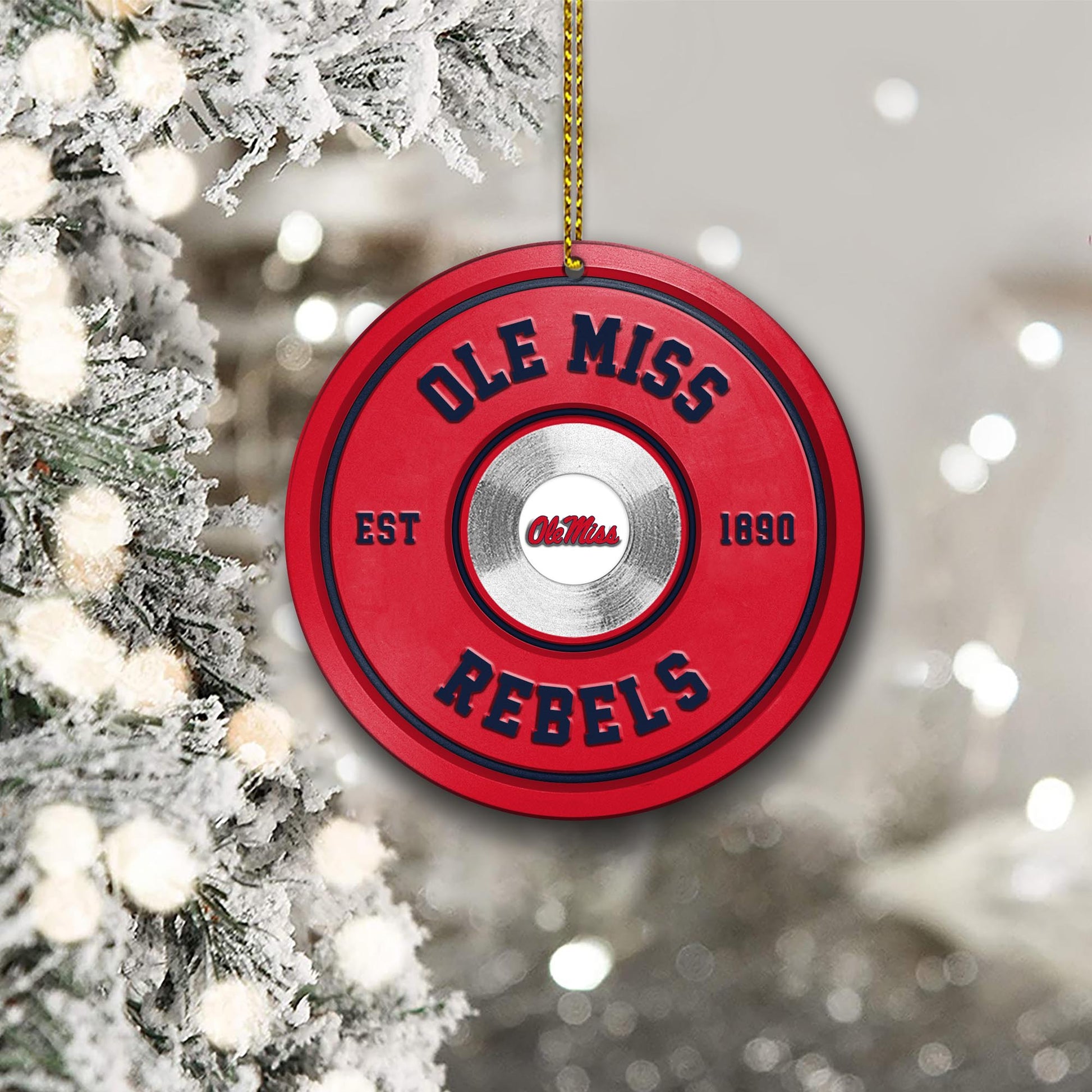 Ole Miss Rebels Fitness Circle Aluminium Ornament 2 Side Trending New Arrivals H52883 ETUG311023