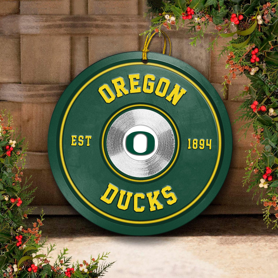 Oregon Ducks Fitness Circle Aluminium Ornament 2 Side Trending New Arrivals H52883 ETUG311023