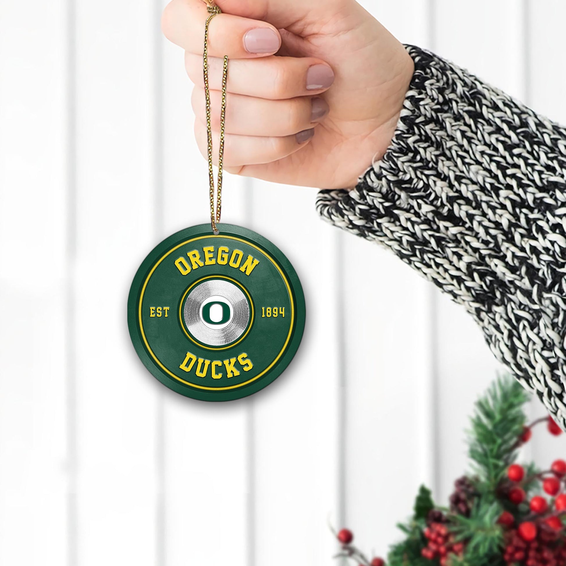 Oregon Ducks Fitness Circle Aluminium Ornament 2 Side Trending New Arrivals H52883 ETUG311023