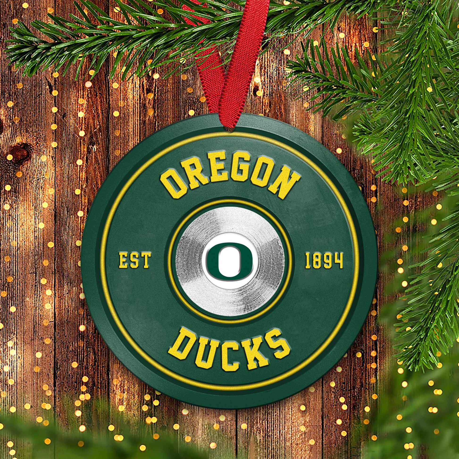 Oregon Ducks Fitness Circle Aluminium Ornament 2 Side Trending New Arrivals H52883 ETUG311023