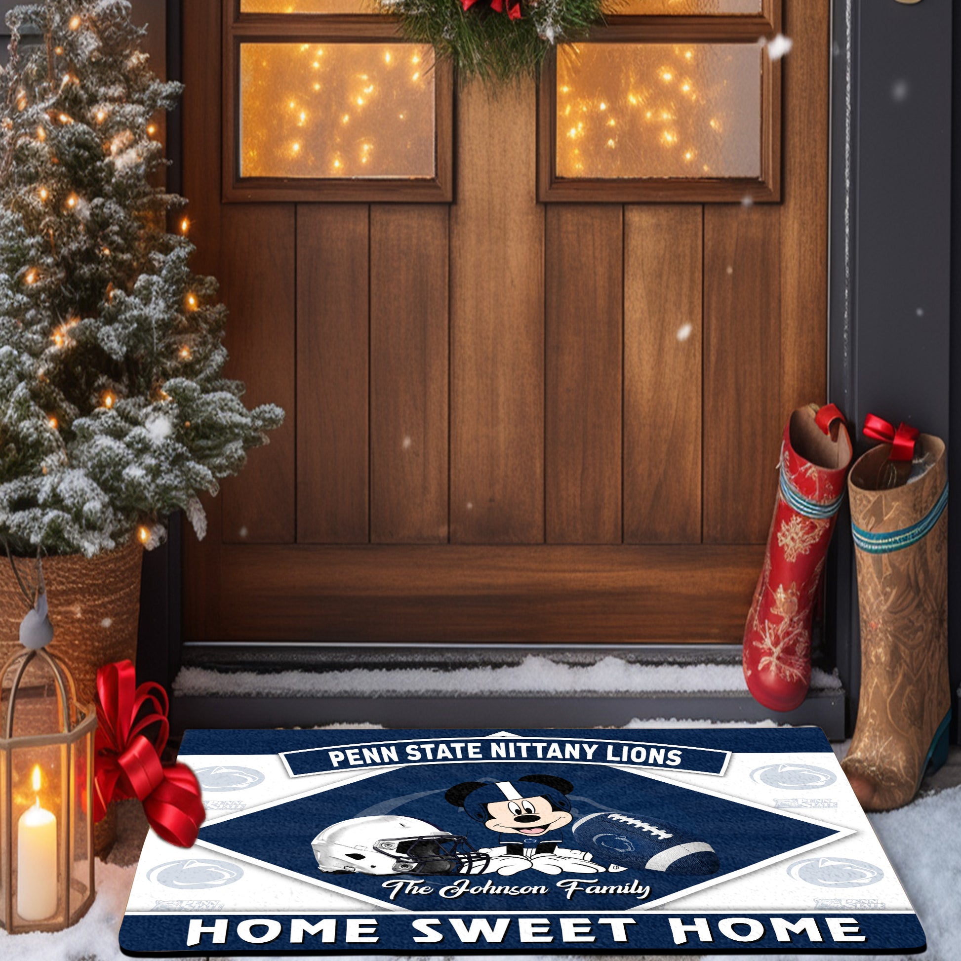 Penn State Nittany Lions Doormat Custom Your Family Name, Sport Team And MK Doormat, FootBall Fan Gifts EHIVM-52722