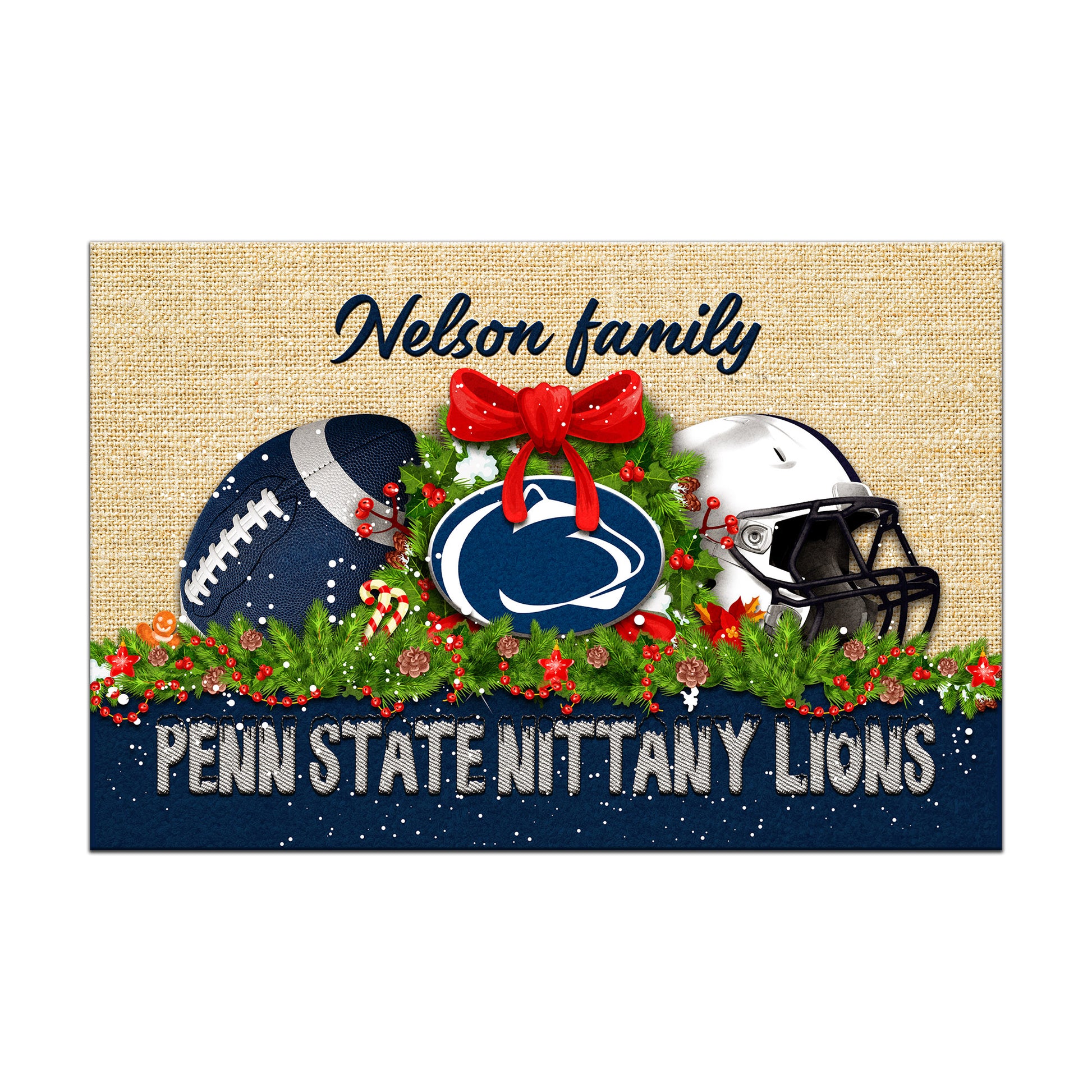 Penn State Nittany Lions Doormat Personalized Your Name, Sport Team Doormat, Christmas Gifts For Football Fan, Home Decor ETHY-52726