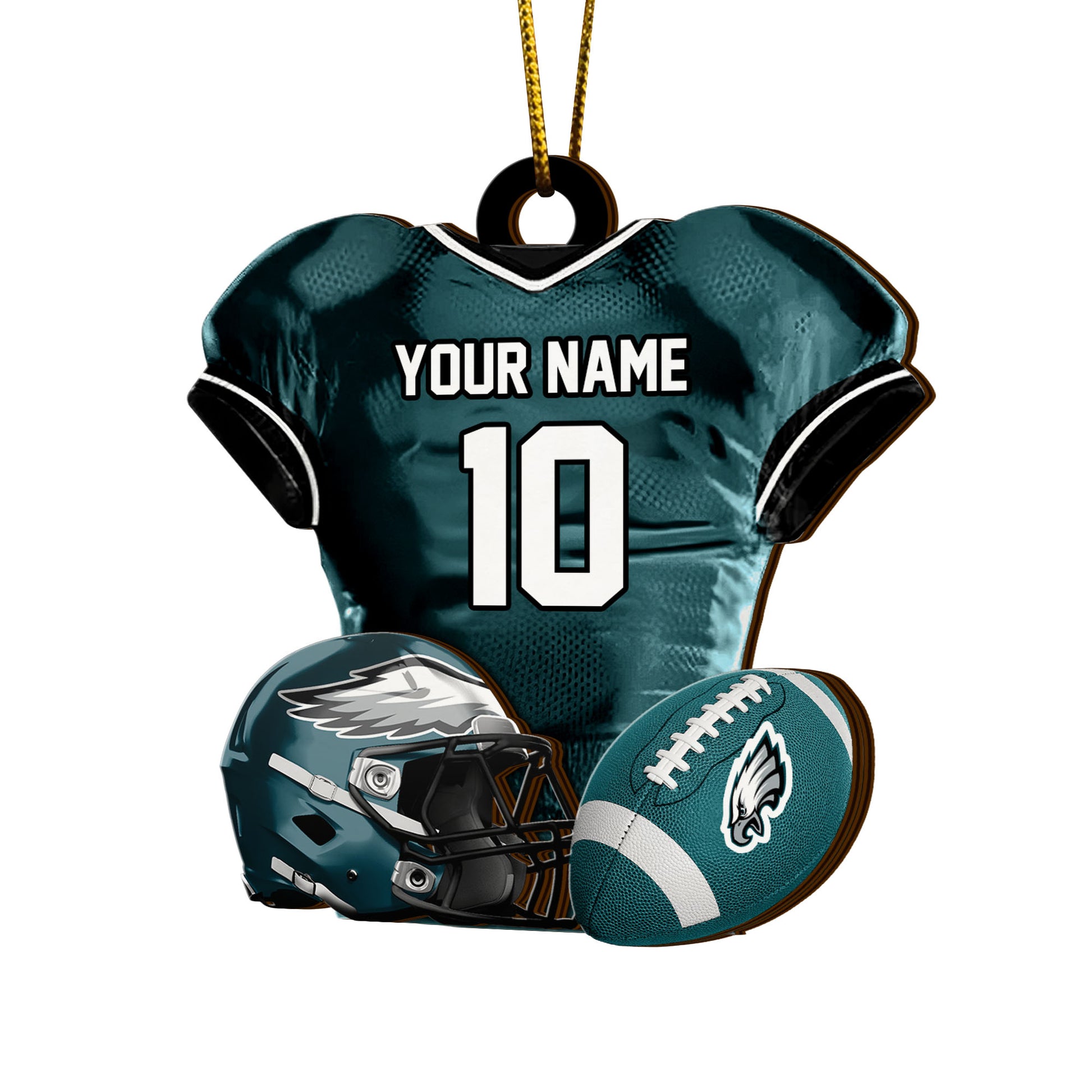 Philadelphia Eagles 2 Layered Piece Wooden Ornament Custom Name And Number, Sport Team Ornament, Sport Gifts ETRG-52175