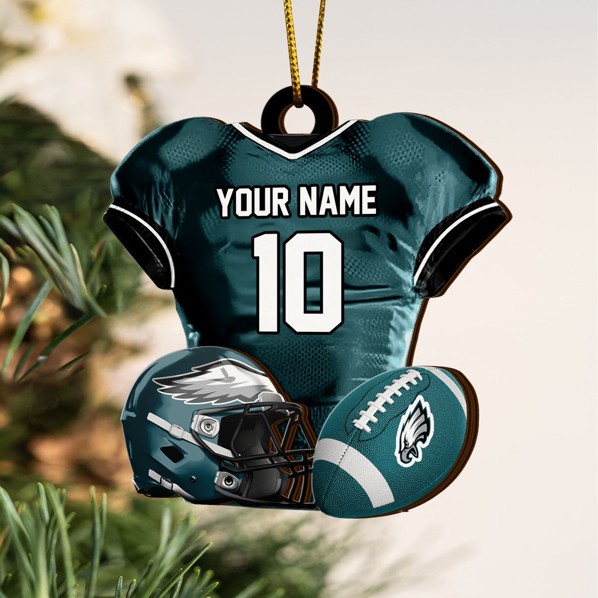 Philadelphia Eagles 2 Layered Piece Wooden Ornament Custom Name And Number, Sport Team Ornament, Sport Gifts ETRG-52175