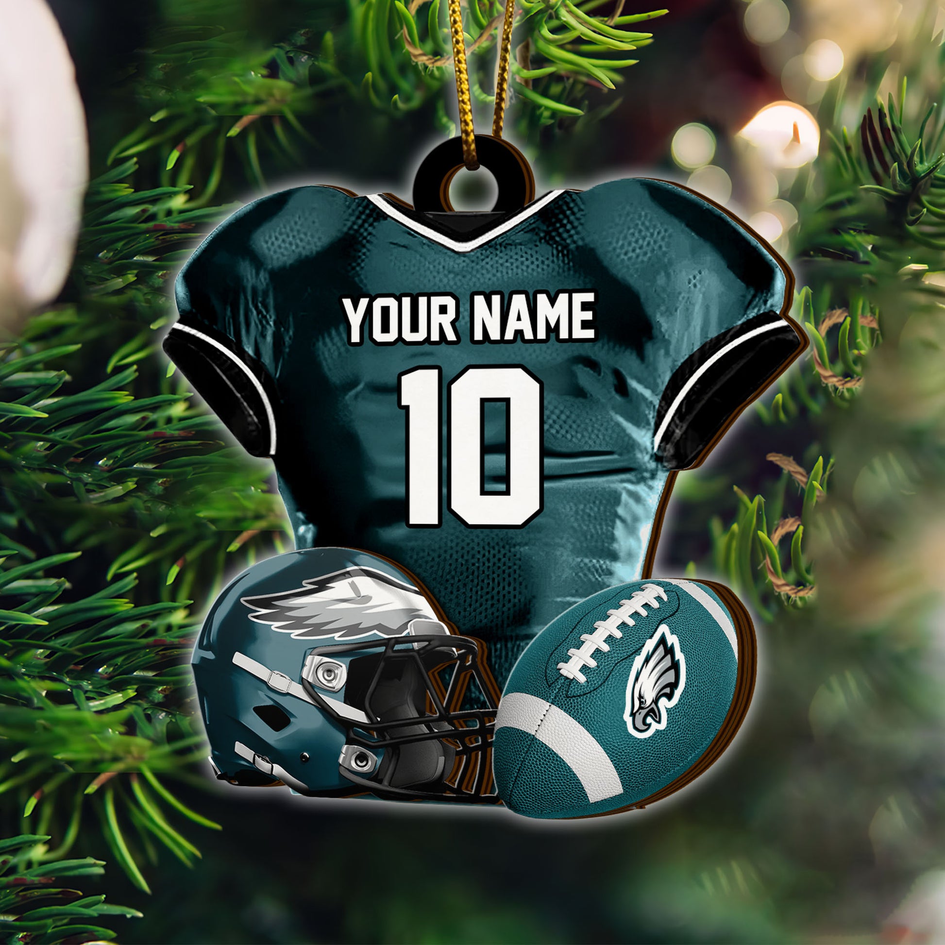 Philadelphia Eagles 2 Layered Piece Wooden Ornament Custom Name And Number, Sport Team Ornament, Sport Gifts ETRG-52175