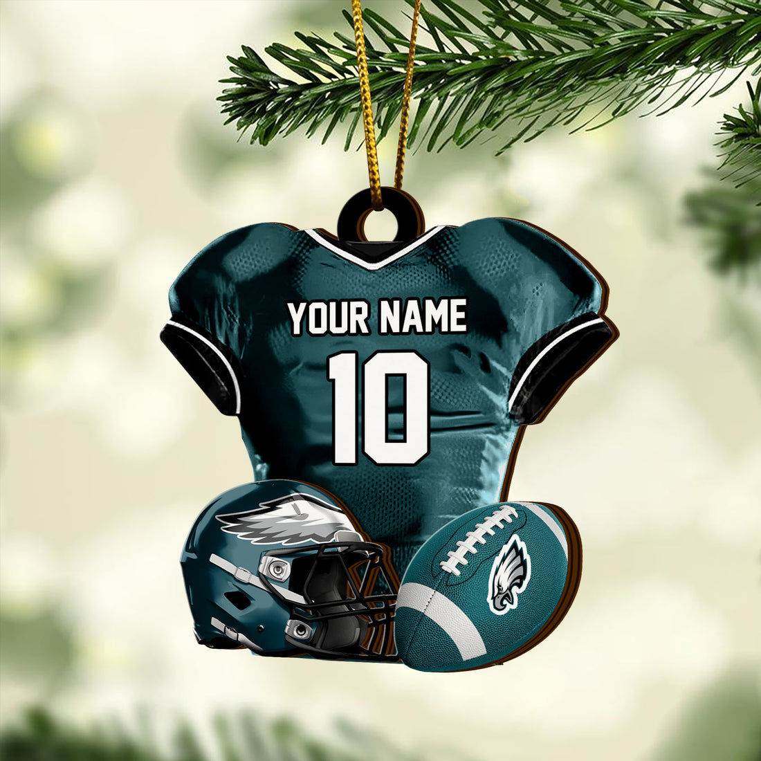 Philadelphia Eagles 2 Layered Piece Wooden Ornament Custom Name And Number, Sport Team Ornament, Sport Gifts ETRG-52175