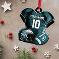 Philadelphia Eagles 2 Layered Piece Wooden Ornament Custom Name And Number, Sport Team Ornament, Sport Gifts ETRG-52175