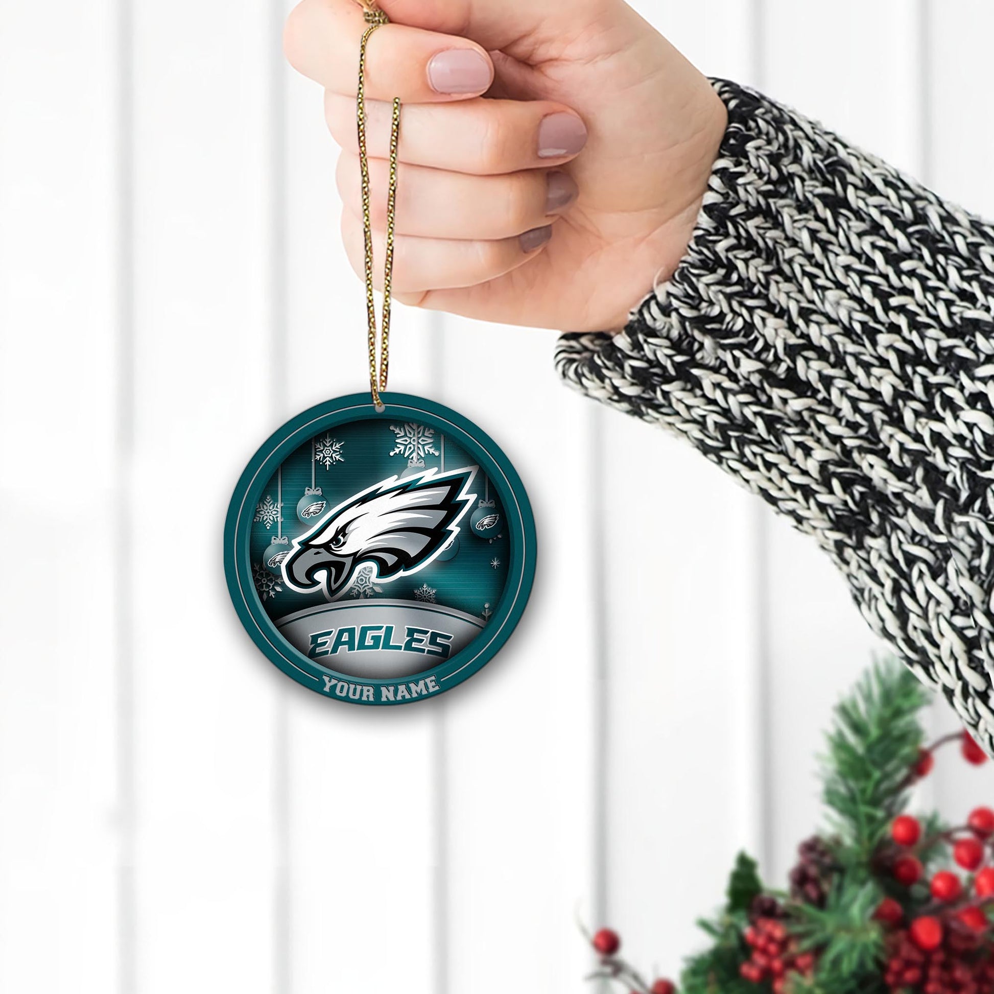 Philadelphia Eagles Circle Aluminium Custom Ornament 2 Side Trending New Arrivals H52912 ETUG311023