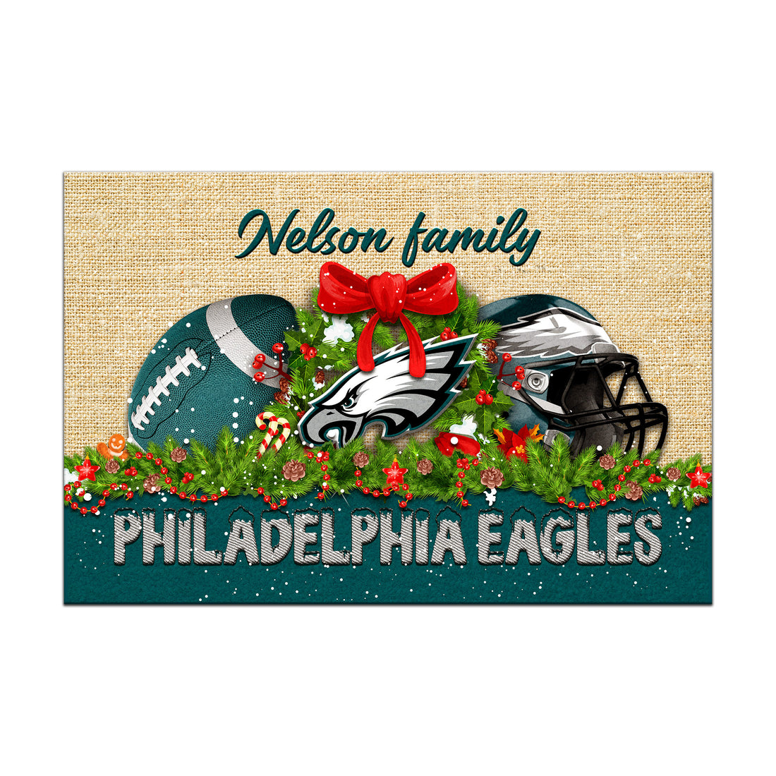 Philadelphia Eagles Doormat Personalized Your Name, Sport Team Doormat, Christmas Gifts For Football Fan, Home Decor ETHY-52726