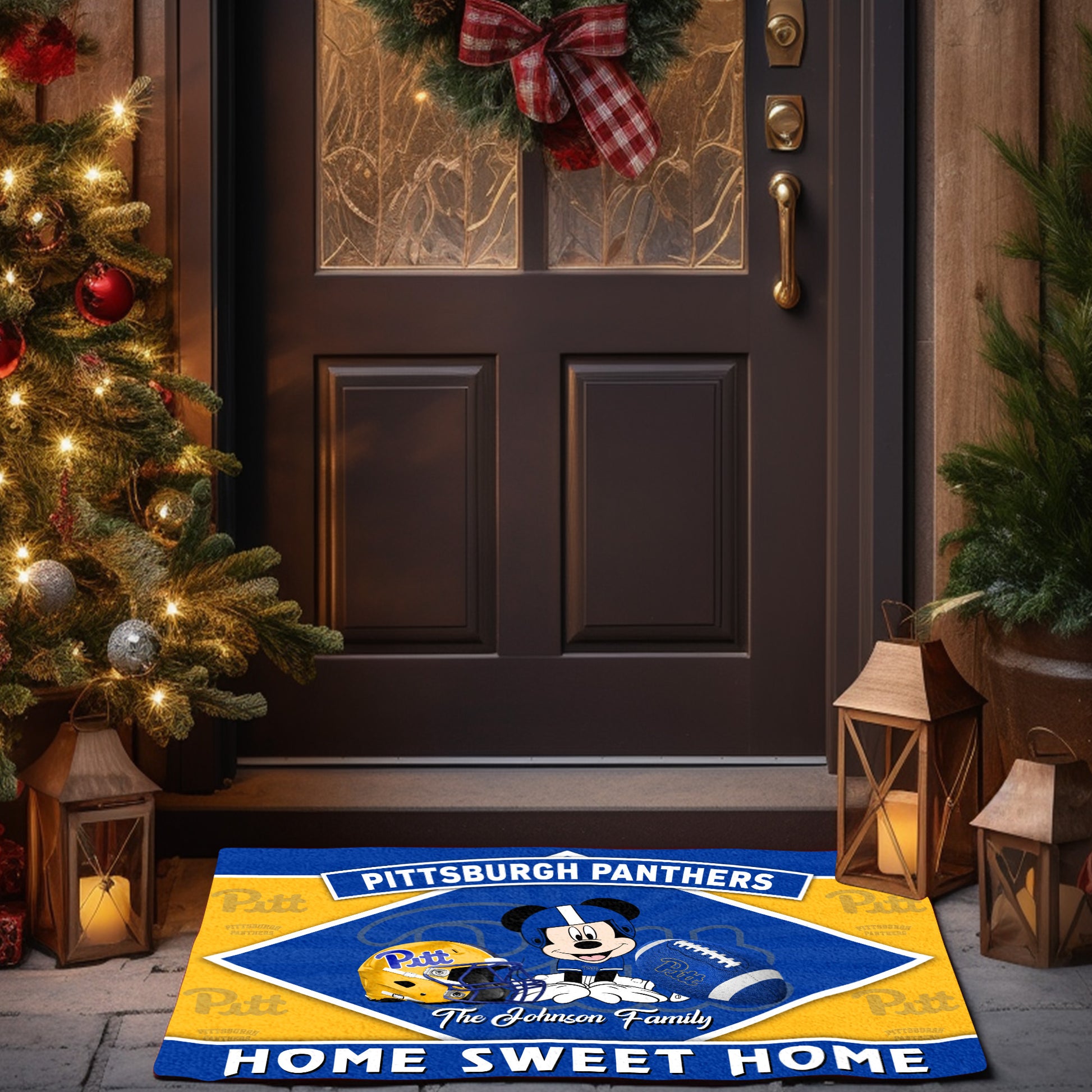 Pittsburgh Panthers Doormat Custom Your Family Name, Sport Team And MK Doormat, FootBall Fan Gifts EHIVM-52722