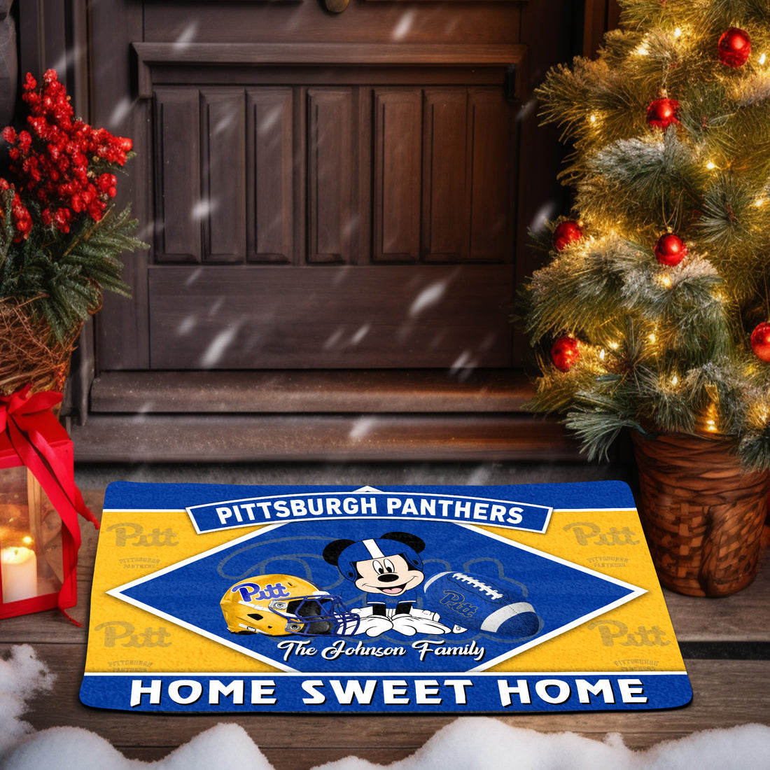 Pittsburgh Panthers Doormat Custom Your Family Name, Sport Team And MK Doormat, FootBall Fan Gifts EHIVM-52722