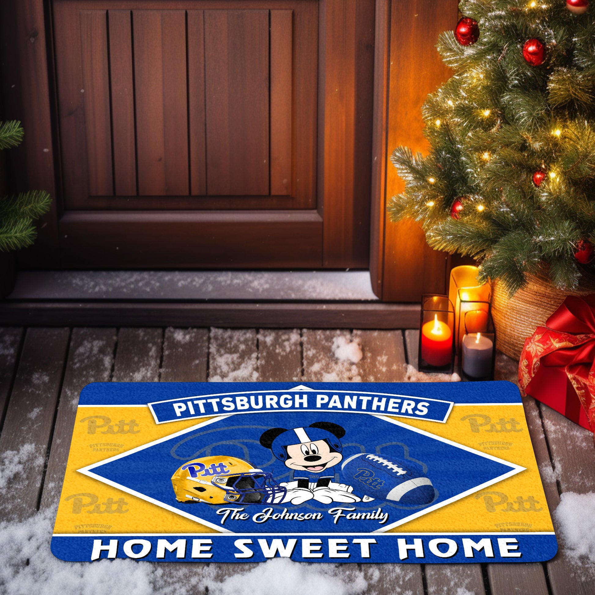 Pittsburgh Panthers Doormat Custom Your Family Name, Sport Team And MK Doormat, FootBall Fan Gifts EHIVM-52722