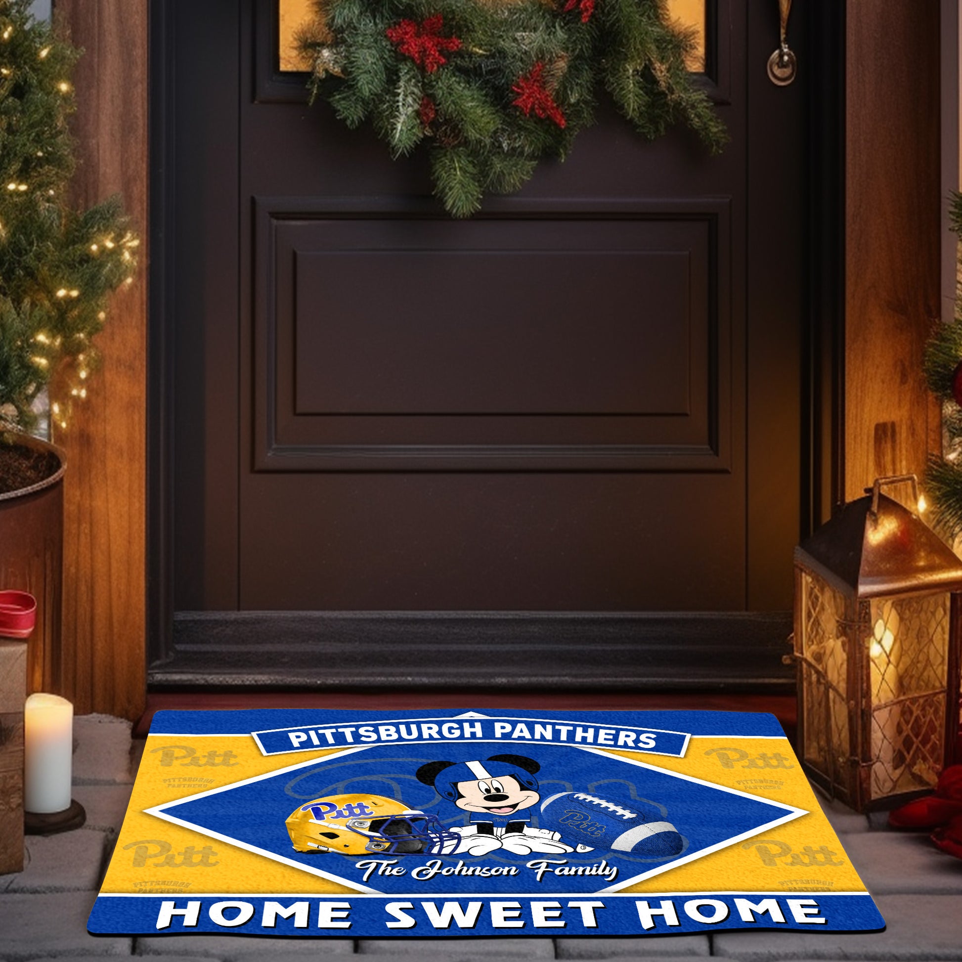 Pittsburgh Panthers Doormat Custom Your Family Name, Sport Team And MK Doormat, FootBall Fan Gifts EHIVM-52722