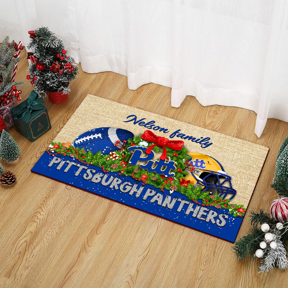 Pittsburgh Panthers Doormat Personalized Your Name, Sport Team Doormat, Christmas Gifts For Football Fan, Home Decor ETHY-52726