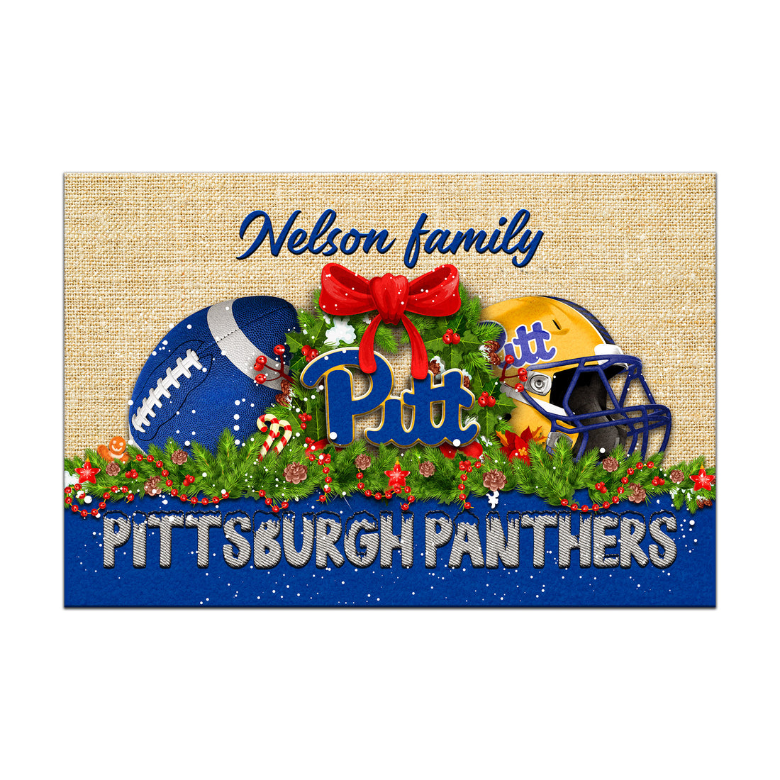 Pittsburgh Panthers Doormat Personalized Your Name, Sport Team Doormat, Christmas Gifts For Football Fan, Home Decor ETHY-52726