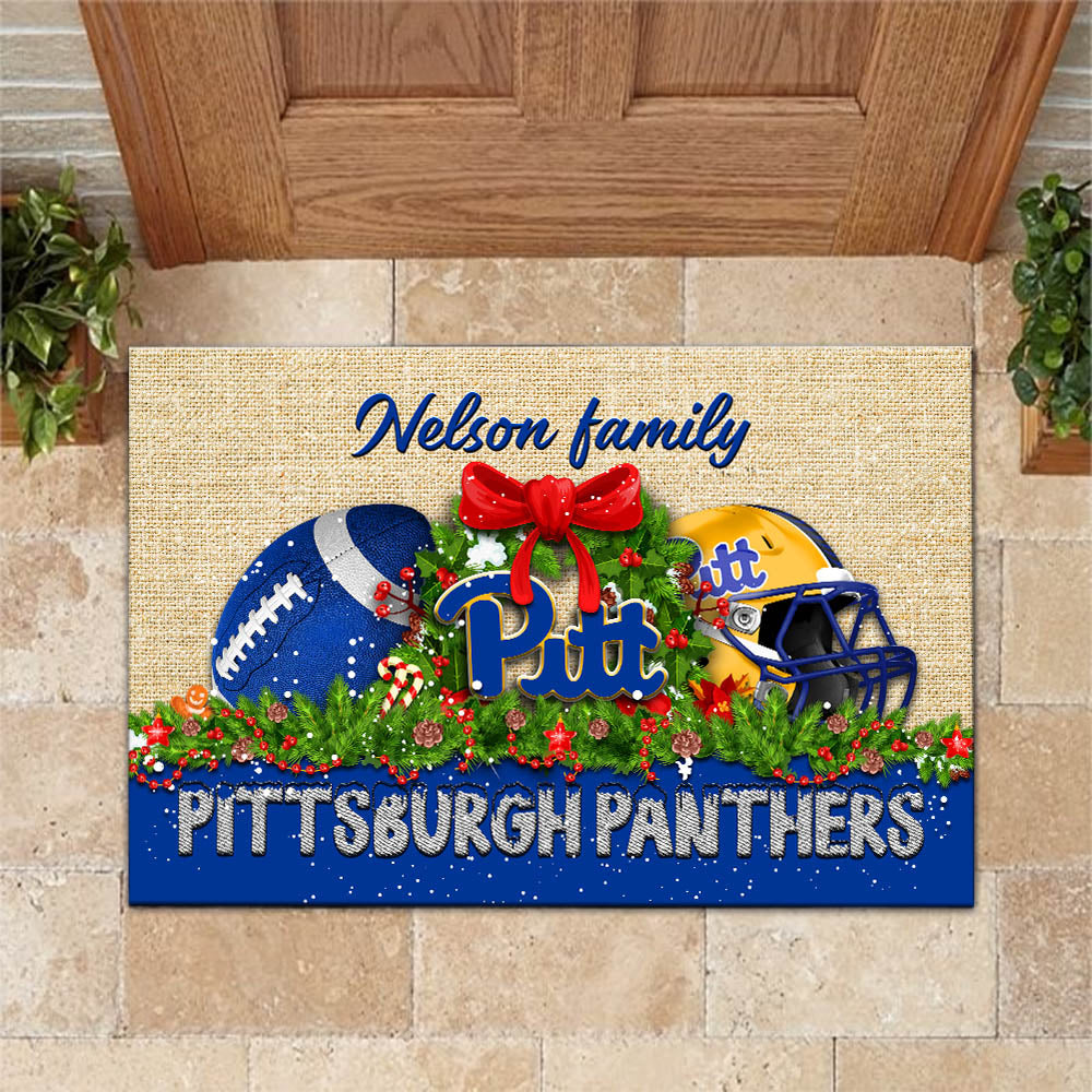 Pittsburgh Panthers Doormat Personalized Your Name, Sport Team Doormat, Christmas Gifts For Football Fan, Home Decor ETHY-52726