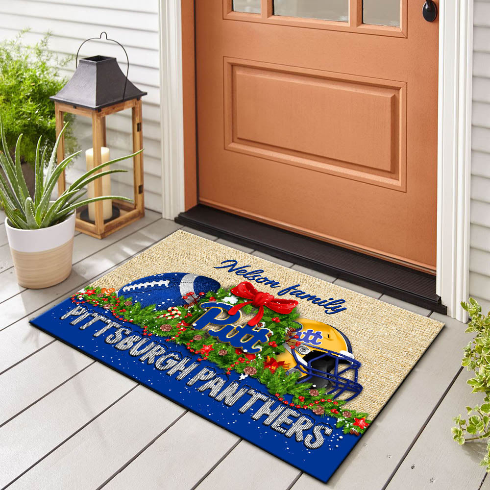 Pittsburgh Panthers Doormat Personalized Your Name, Sport Team Doormat, Christmas Gifts For Football Fan, Home Decor ETHY-52726