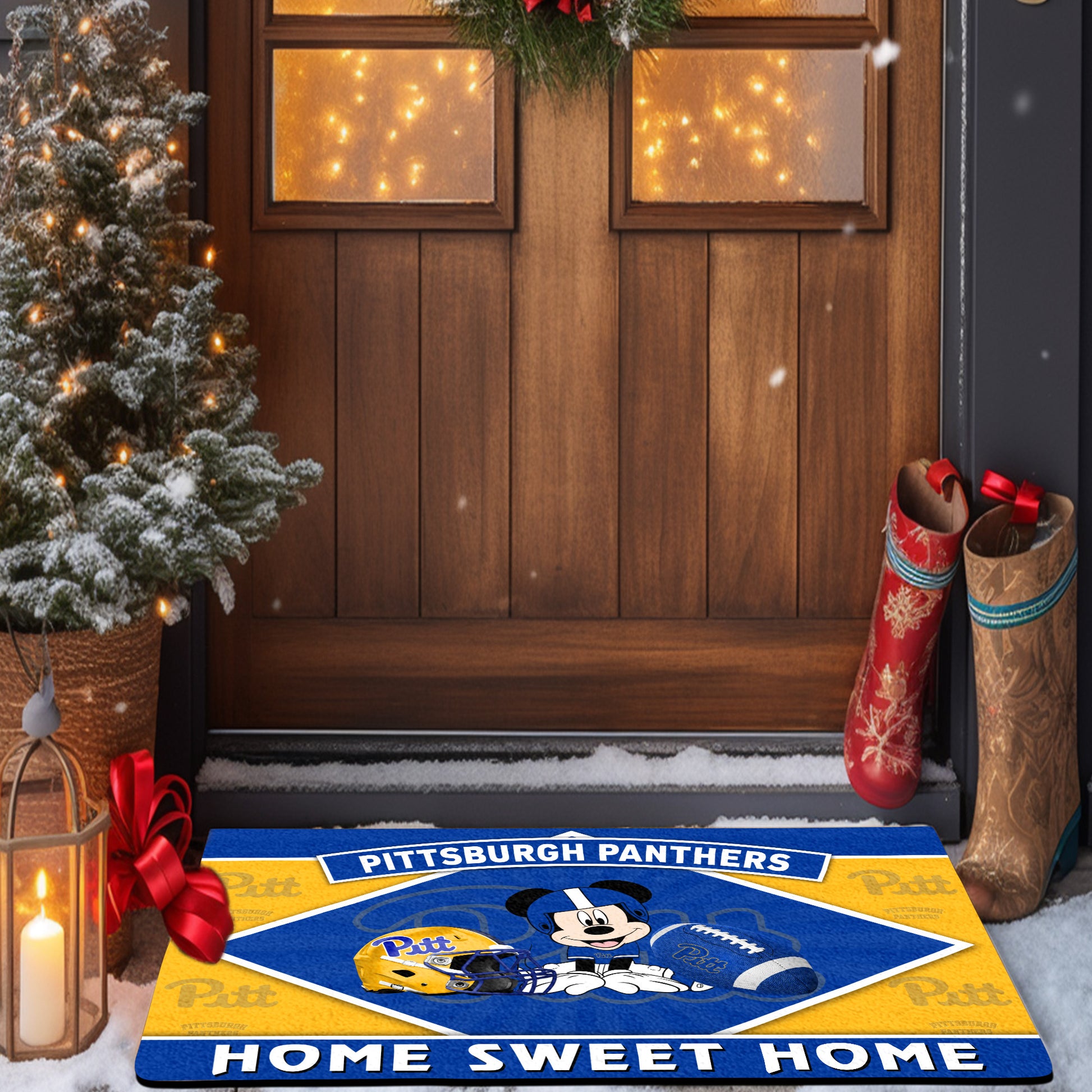 Pittsburgh Panthers Doormat, Sport Team And MK Doormat, FootBall Fan Gifts
