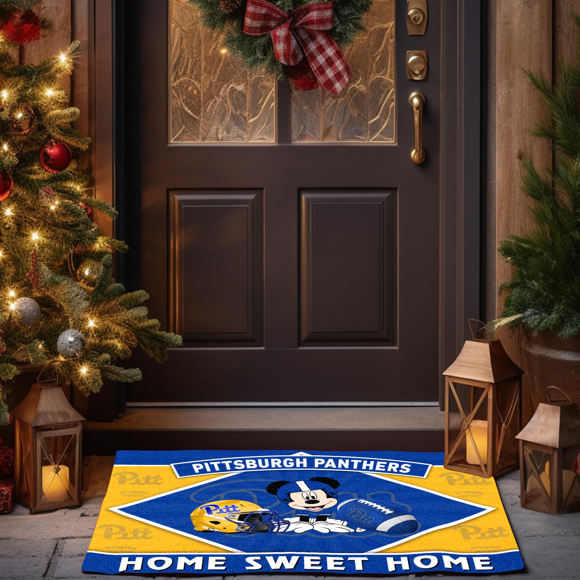 Pittsburgh Panthers Doormat, Sport Team And MK Doormat, FootBall Fan Gifts