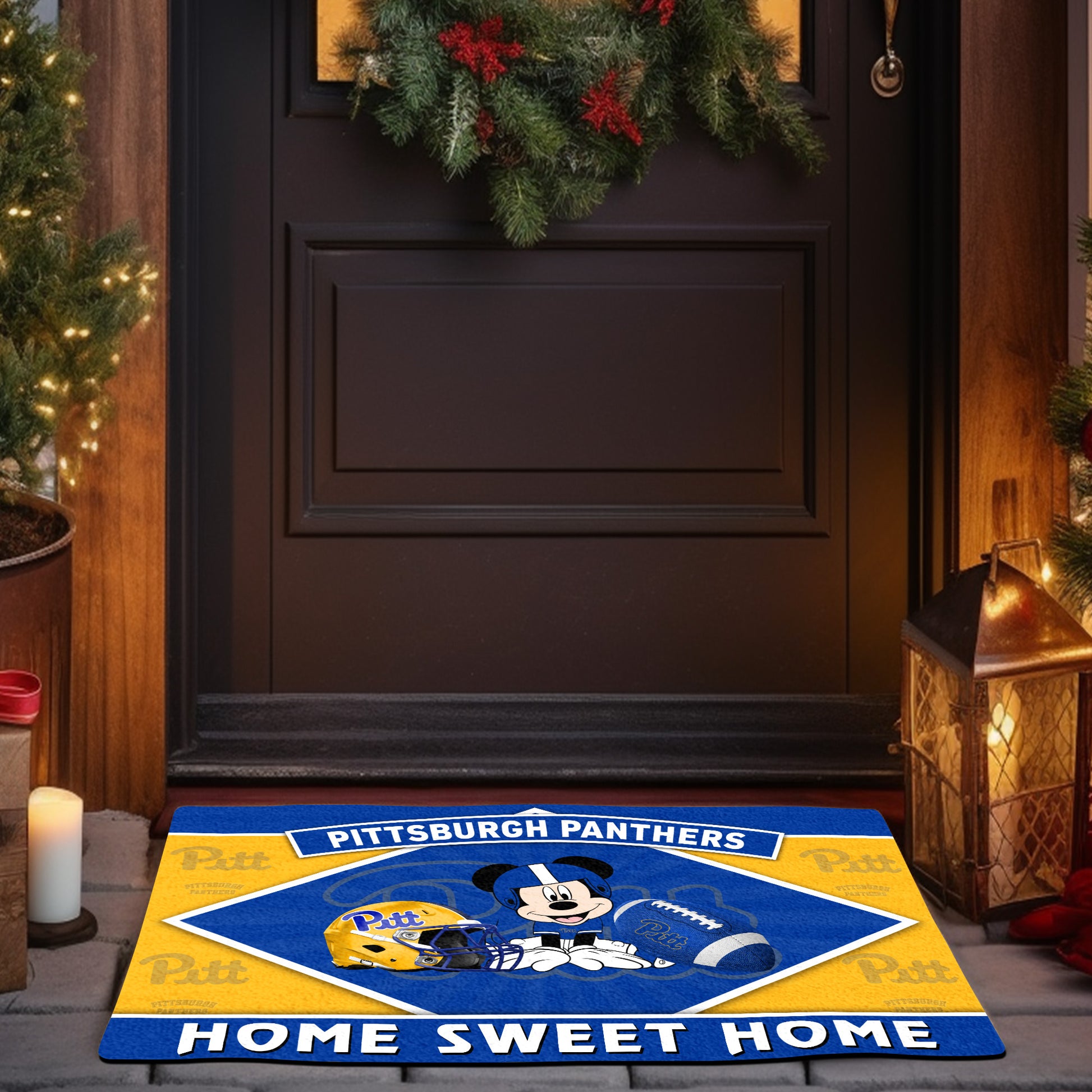 Pittsburgh Panthers Doormat, Sport Team And MK Doormat, FootBall Fan Gifts