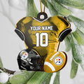 Pittsburgh Steelers 2 Layered Piece Wooden Ornament Custom Name And Number, Sport Team Ornament, Sport Gifts ETRG-52175
