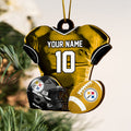 Pittsburgh Steelers 2 Layered Piece Wooden Ornament Custom Name And Number, Sport Team Ornament, Sport Gifts ETRG-52175