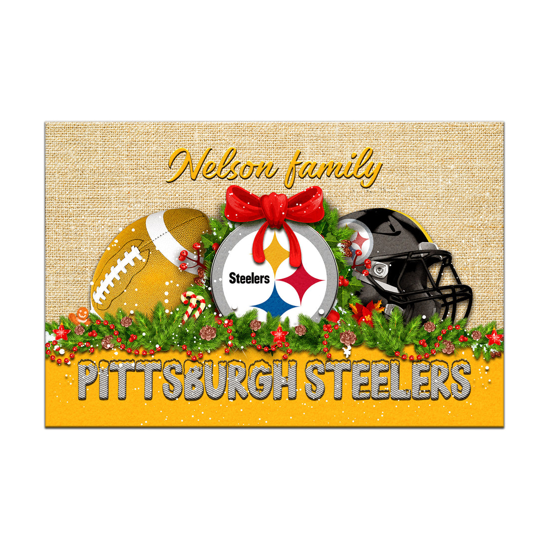 Pittsburgh Steelers Doormat Personalized Your Name, Sport Team Doormat, Christmas Gifts For Football Fan, Home Decor ETHY-52726