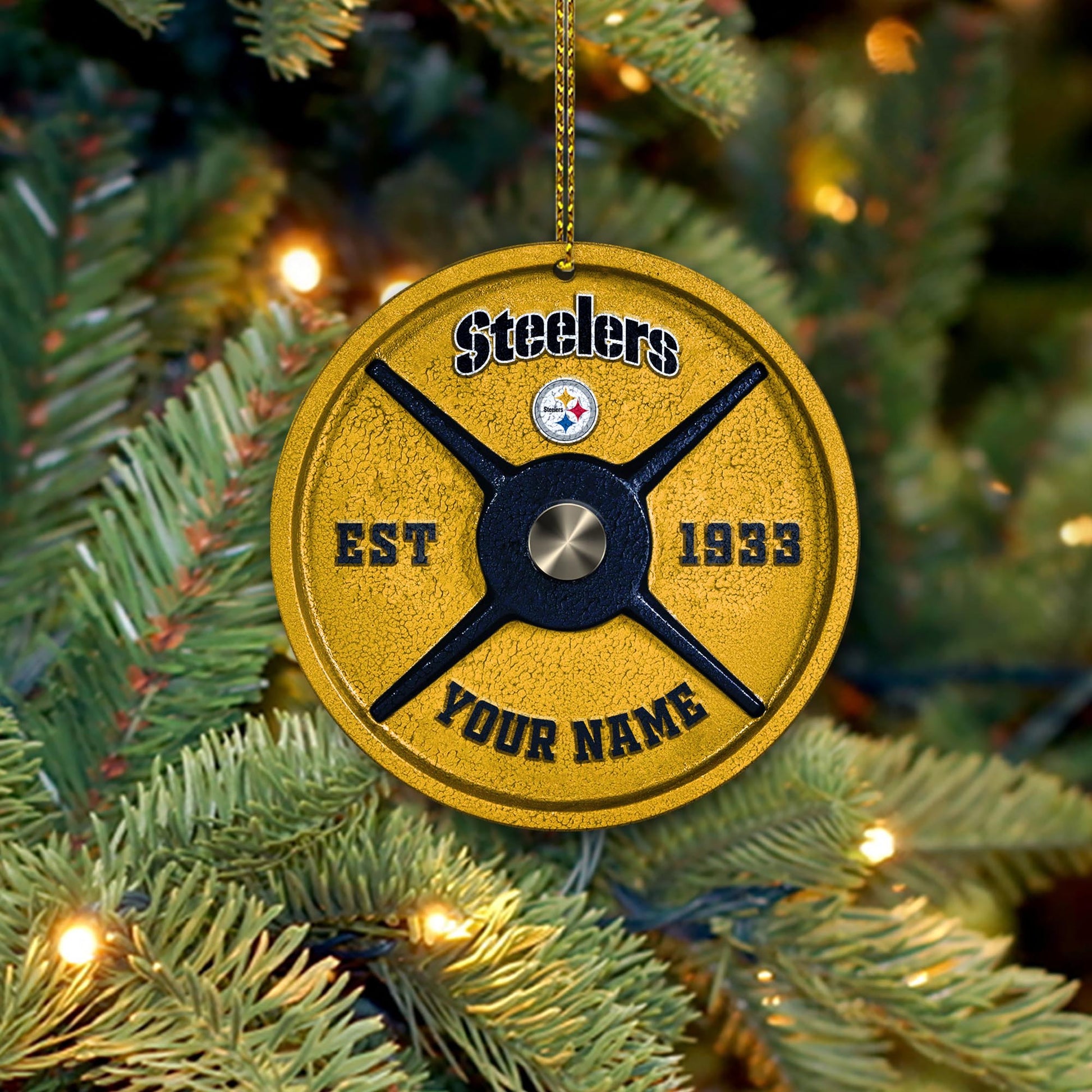 Pittsburgh Steelers Fitness Circle Aluminium Custom Ornament 2 Side Trending New Arrivals H52884 ETUG311023