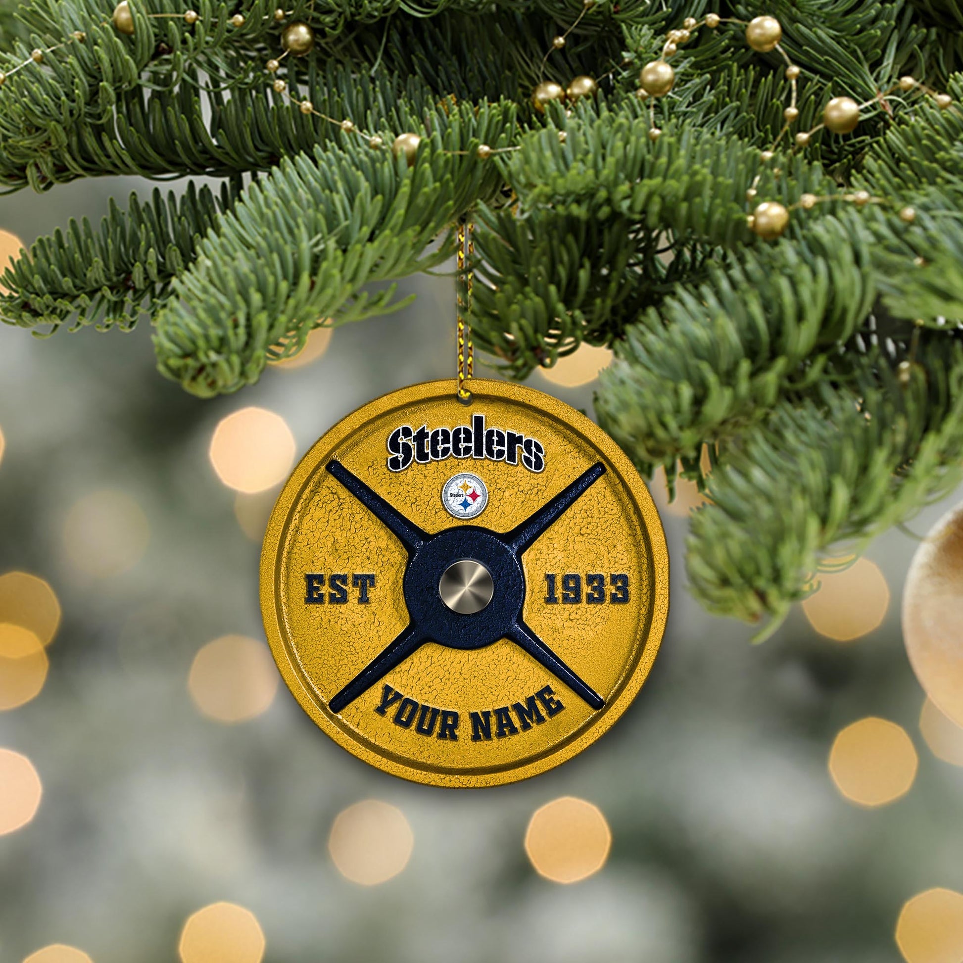 Pittsburgh Steelers Fitness Circle Aluminium Custom Ornament 2 Side Trending New Arrivals H52884 ETUG311023