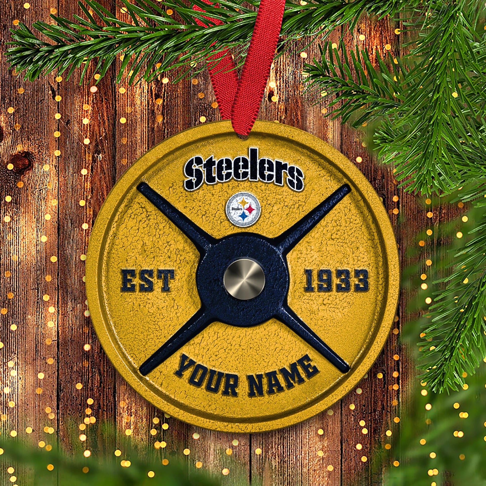 Pittsburgh Steelers Fitness Circle Aluminium Custom Ornament 2 Side Trending New Arrivals H52884 ETUG311023