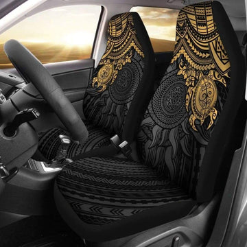 Polynesian Car Seat Covers - Polynesian Golden Turtle - Amazing Car Decoration