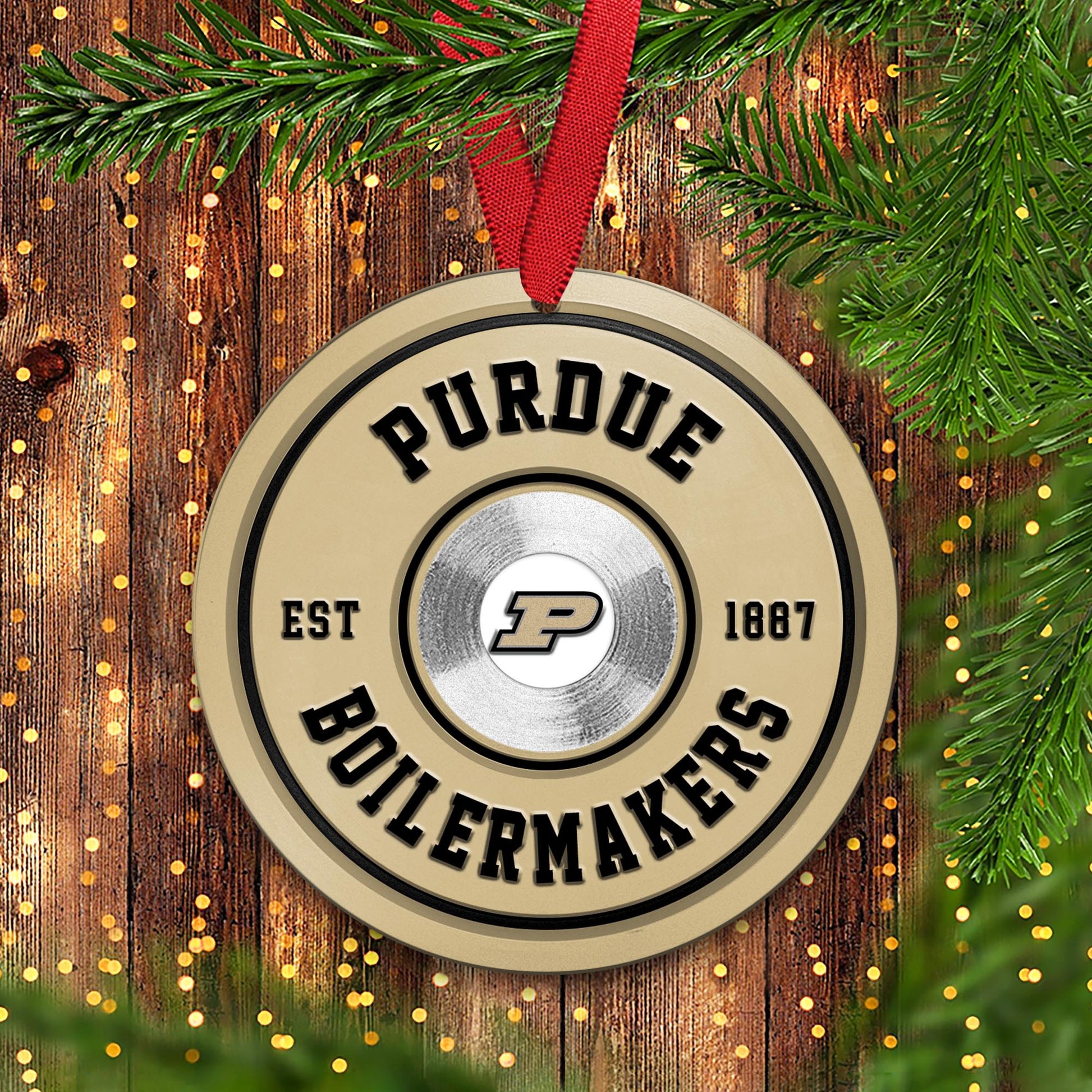 Purdue Boilermakers Fitness Circle Aluminium Ornament 2 Side Trending New Arrivals H52883 ETUG311023