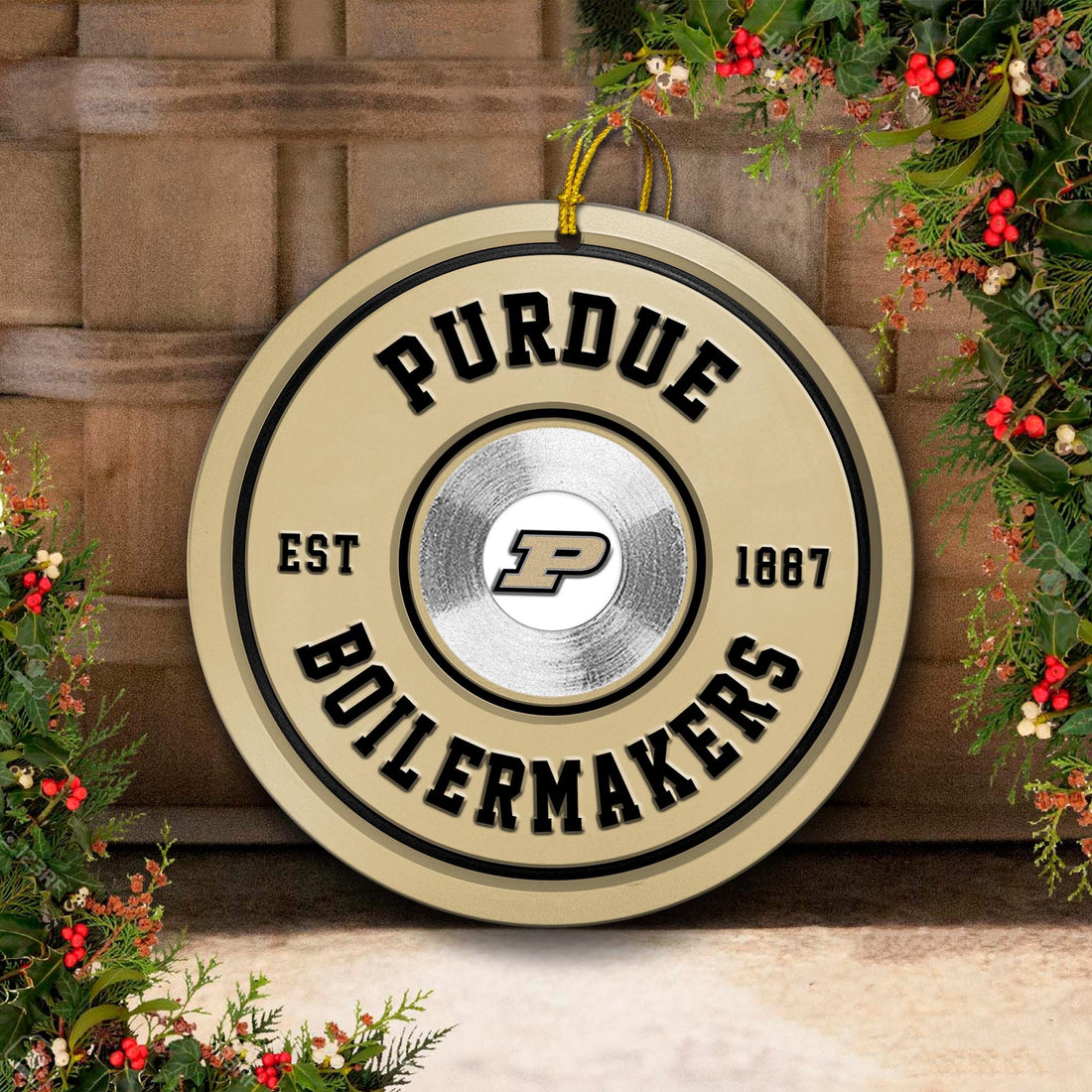 Purdue Boilermakers Fitness Circle Aluminium Ornament 2 Side Trending New Arrivals H52883 ETUG311023
