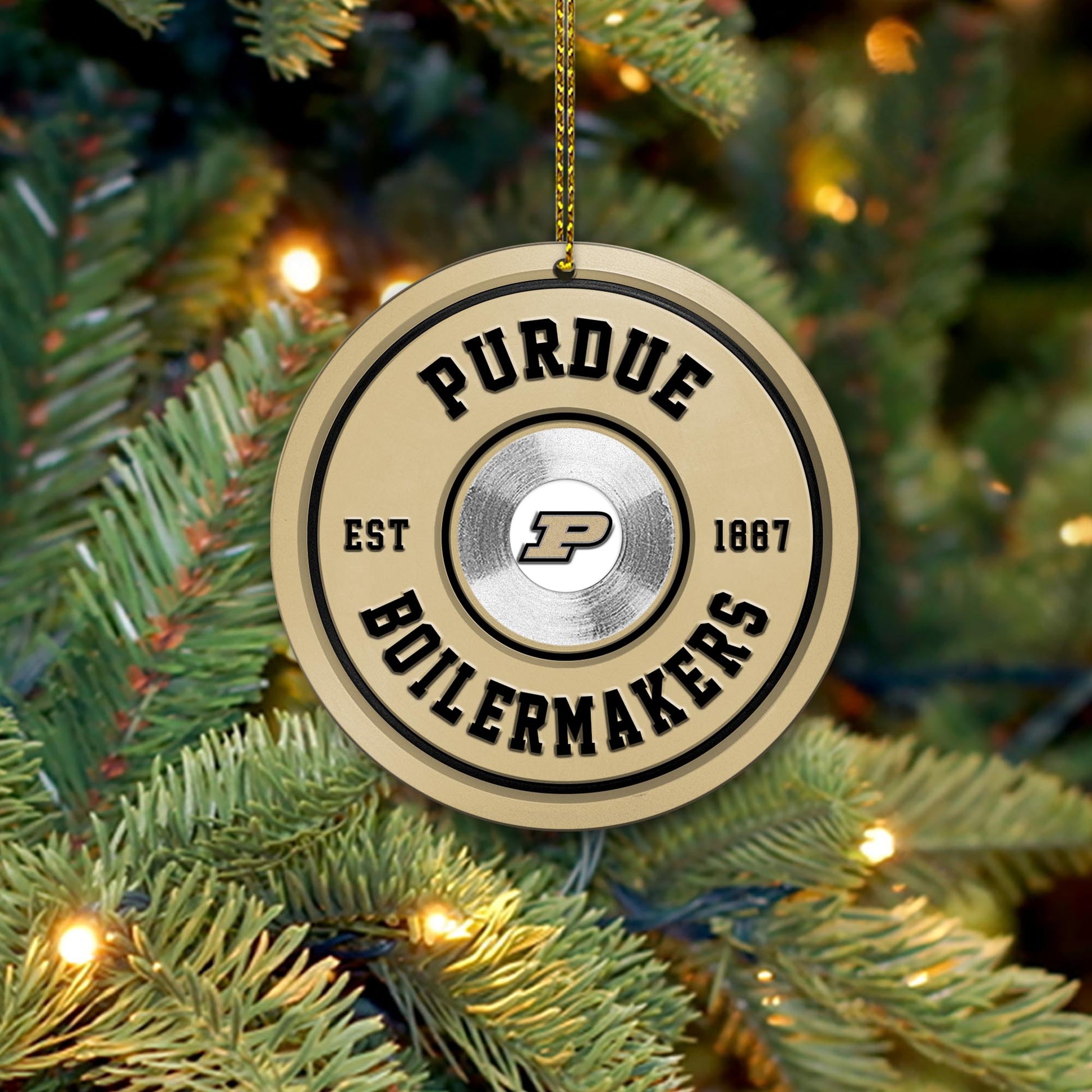 Purdue Boilermakers Fitness Circle Aluminium Ornament 2 Side Trending New Arrivals H52883 ETUG311023