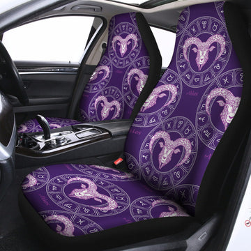 Purple Aries Zodiac Pattern Print Universal Fit Car Seat Covers