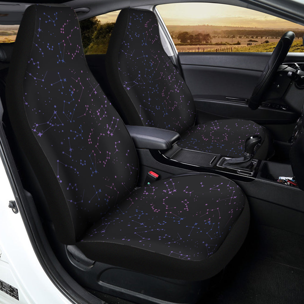 Purple Zodiac Stars Pattern Print Universal Fit Car Seat Covers