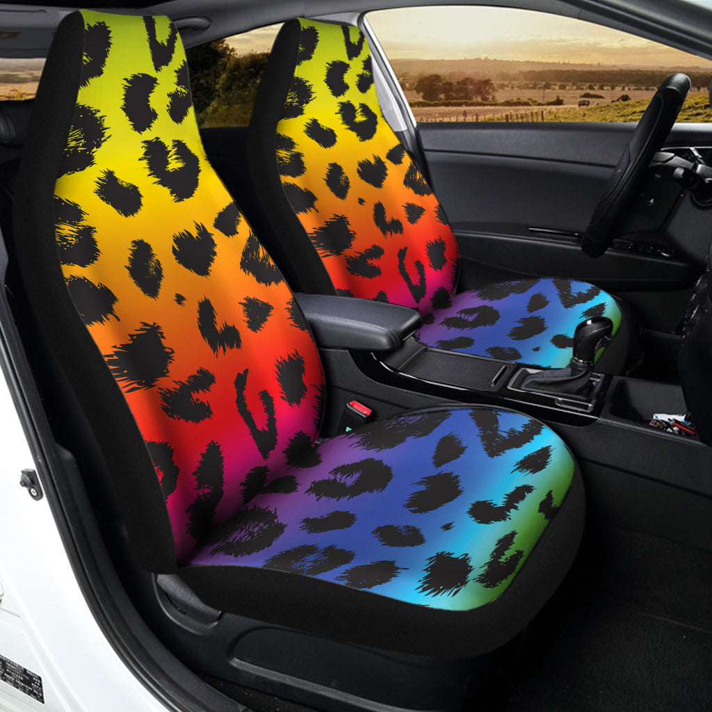 Rainbow Leopard Print Universal Fit Car Seat Covers