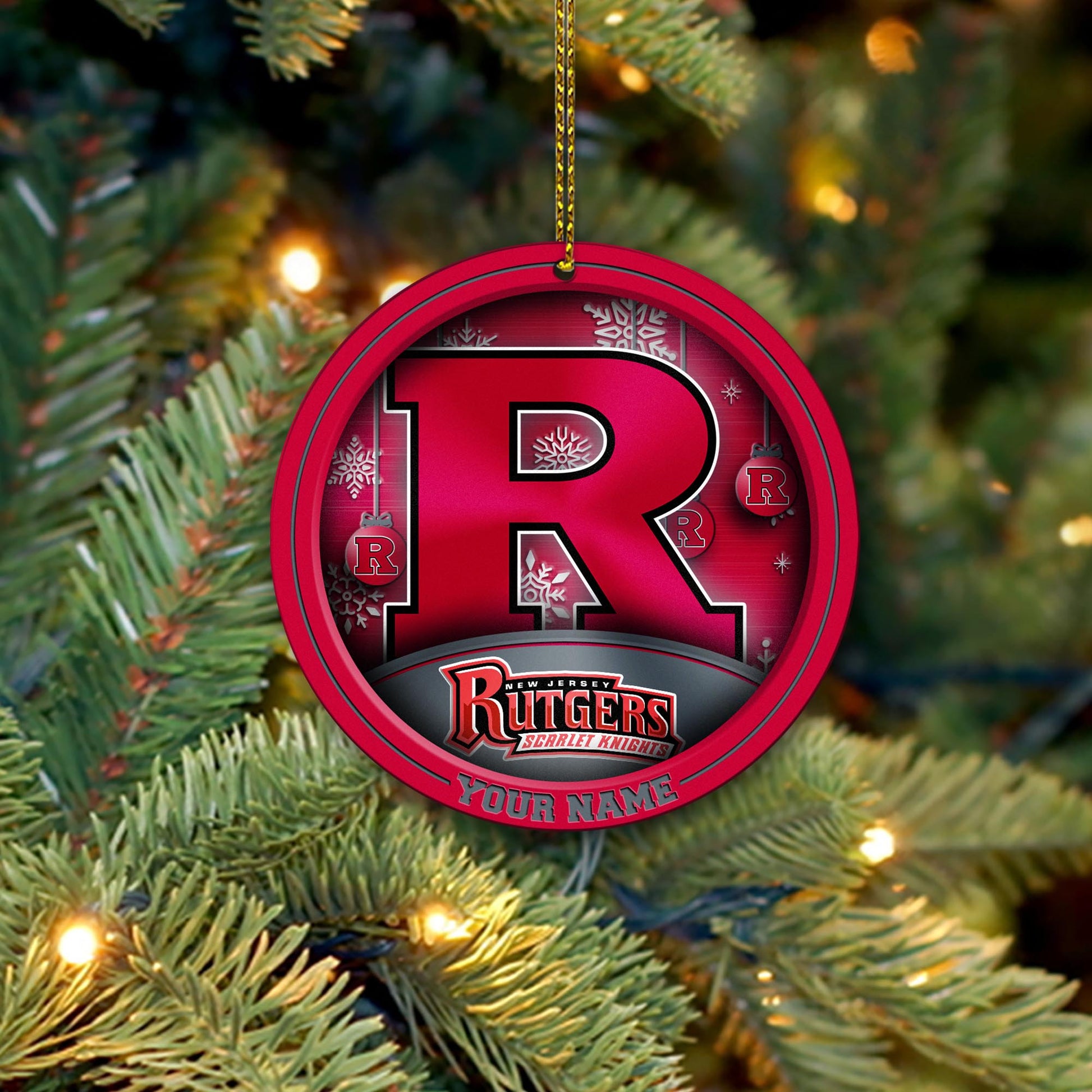 Rutgers Scarlet Knights Circle Aluminium Custom Ornament 2 Side Trending New Arrivals H52912 ETUG311023