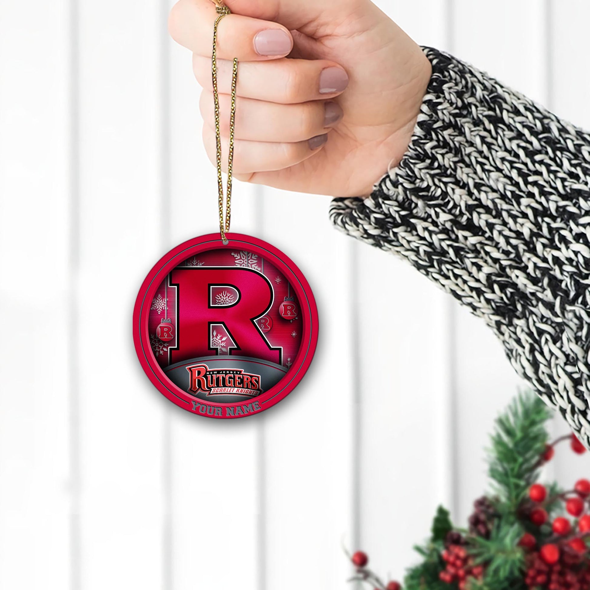 Rutgers Scarlet Knights Circle Aluminium Custom Ornament 2 Side Trending New Arrivals H52912 ETUG311023