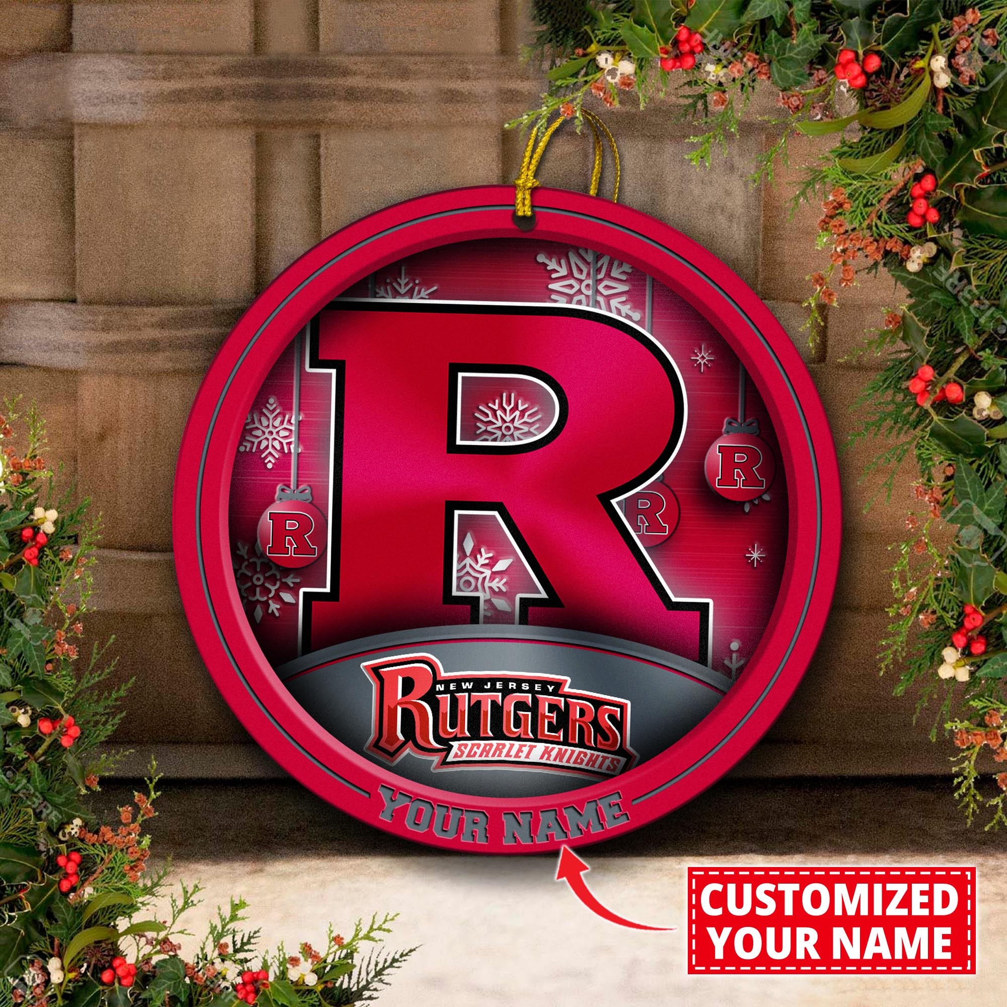 Rutgers Scarlet Knights Circle Aluminium Custom Ornament 2 Side Trending New Arrivals H52912 ETUG311023