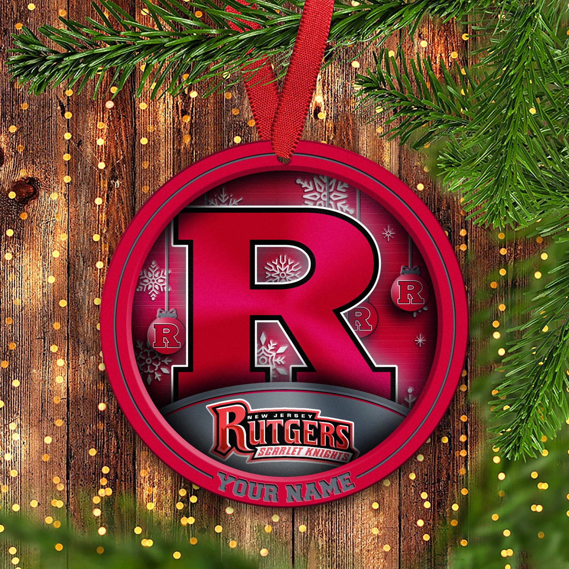 Rutgers Scarlet Knights Circle Aluminium Custom Ornament 2 Side Trending New Arrivals H52912 ETUG311023