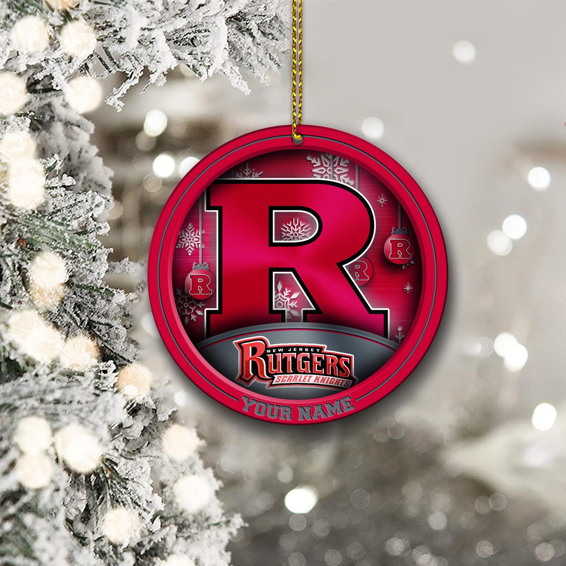 Rutgers Scarlet Knights Circle Aluminium Custom Ornament 2 Side Trending New Arrivals H52912 ETUG311023
