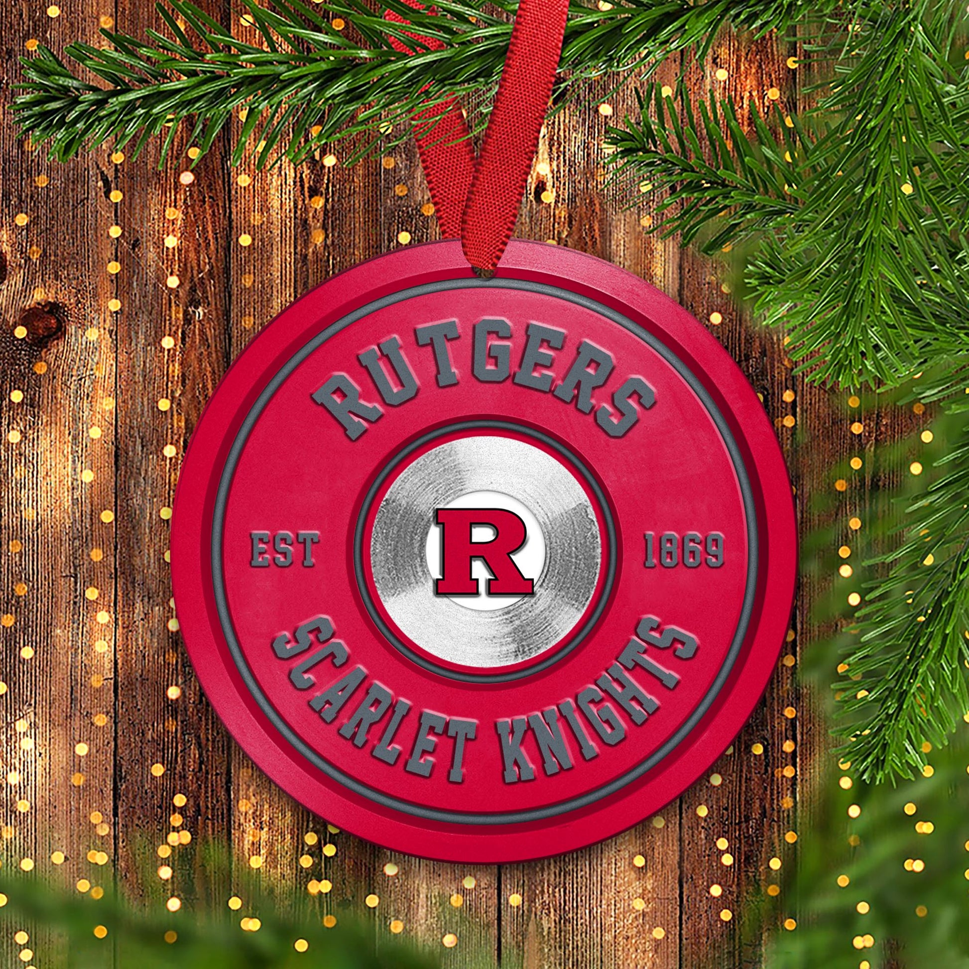 Rutgers Scarlet Knights Fitness Circle Aluminium Ornament 2 Side Trending New Arrivals H52883 ETUG311023