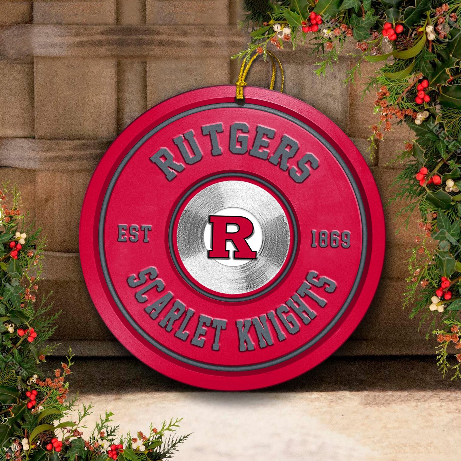 Rutgers Scarlet Knights Fitness Circle Aluminium Ornament 2 Side Trending New Arrivals H52883 ETUG311023