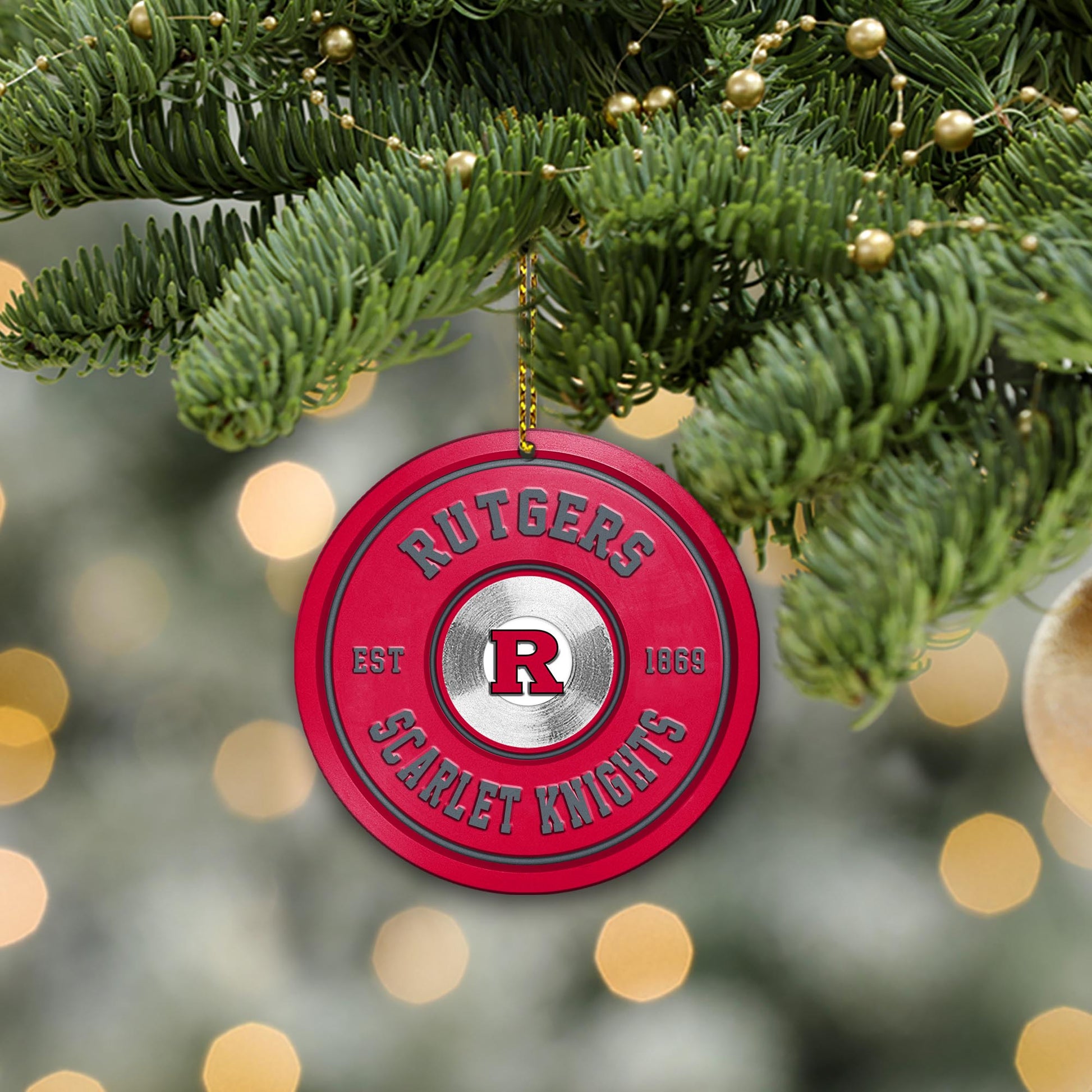 Rutgers Scarlet Knights Fitness Circle Aluminium Ornament 2 Side Trending New Arrivals H52883 ETUG311023